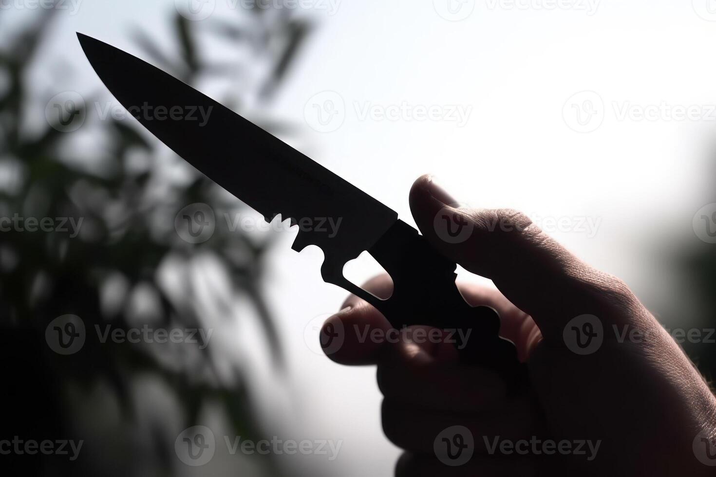 hand med kniv, kall vapen galning, generativ ai foto