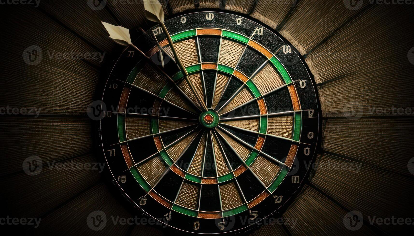 dartboard med pil. ai genererad foto