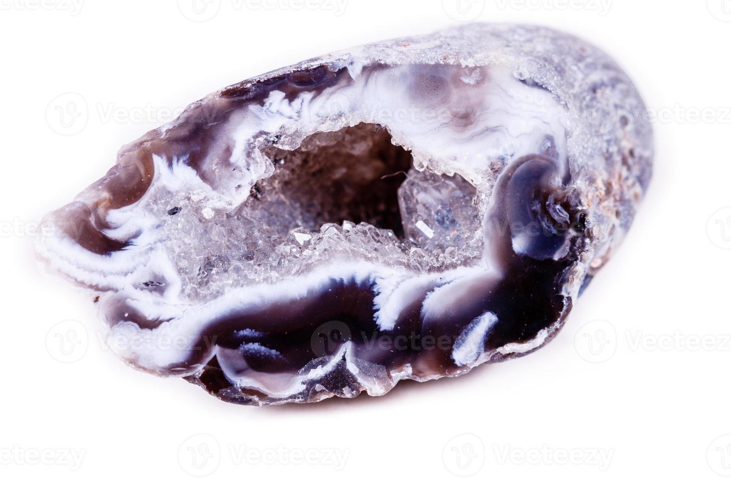 makro mineral sten agat knopp på vit bakgrund foto