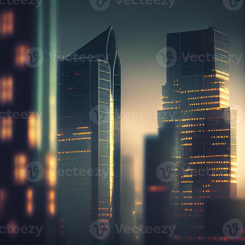 modern torn och skyskrapor i de finansiell distrikt i de usa, ekonomisk och företag industri - ai genererad bild foto