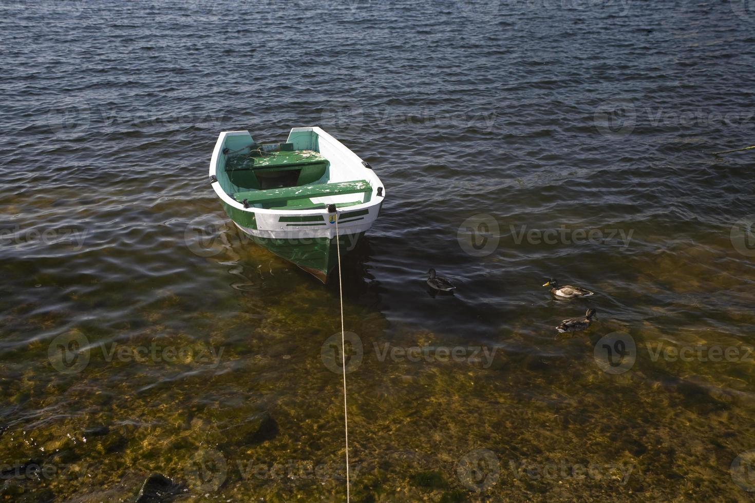 tömma rodd båt på de vatten på en sommar dag foto