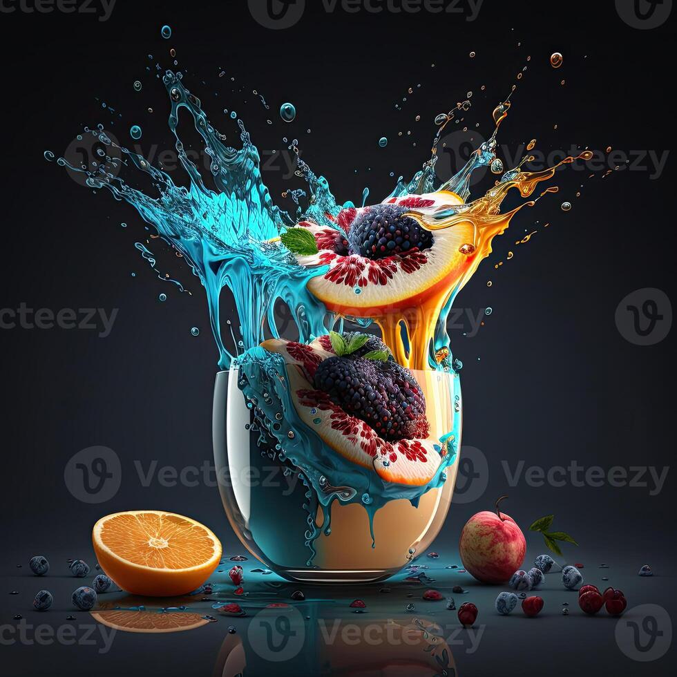 färsk frukt och sötsaker i glas. utsökt begrepp. generativ ai. foto