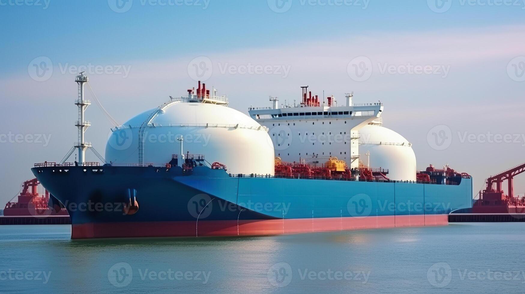 lng tankfartyg bärare i de hav. gas bärare för transport av kondenserad naturlig gas. generativ ai. foto