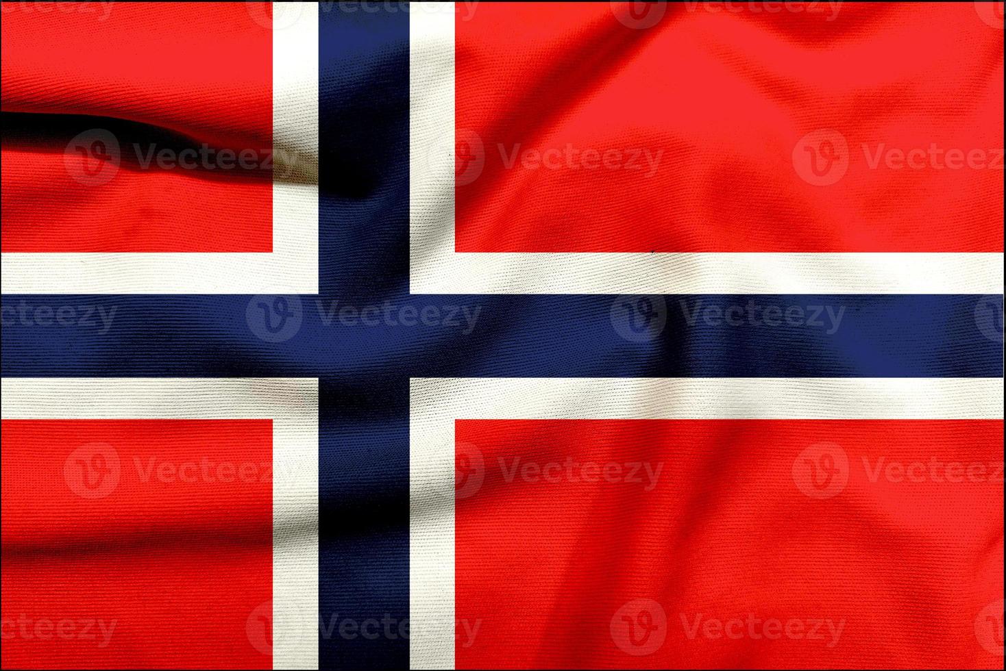 Norge flagga på de texturerad trasa, samtida ta på de röd, vit, och blå nordic flagga foto