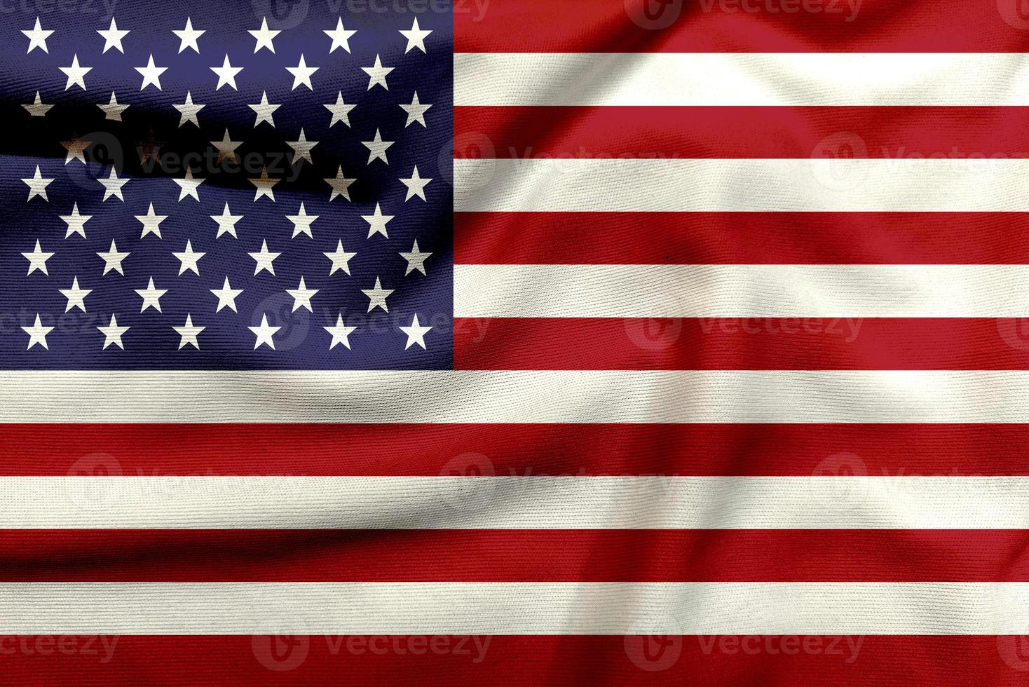 USA flagga på trasa, samtida amerikan flagga begrepp med djärv färger foto