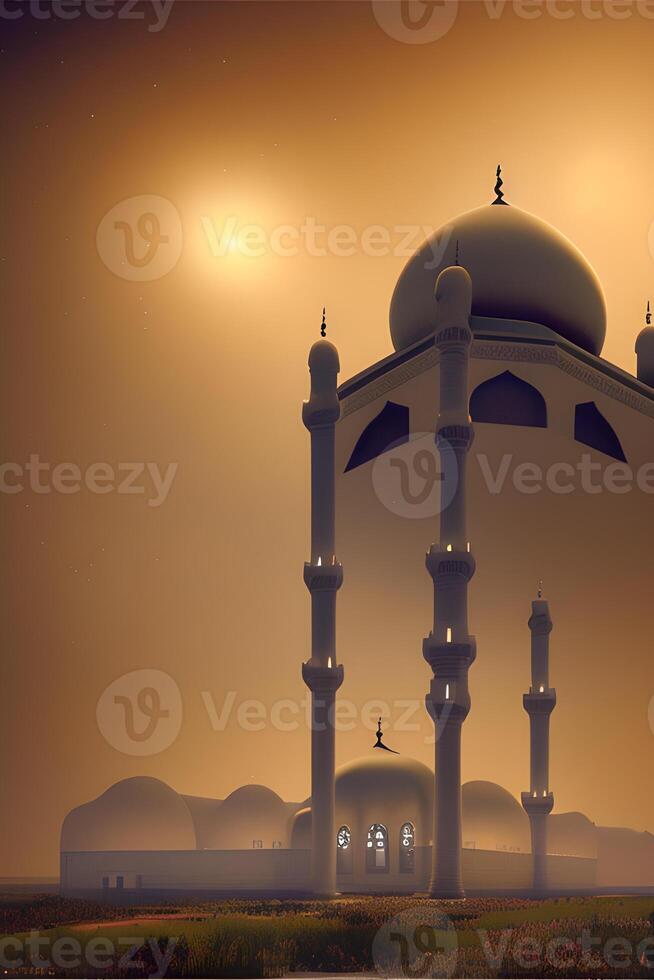 ai genererad islamic bön- moské arabiska, eid mubarak foto