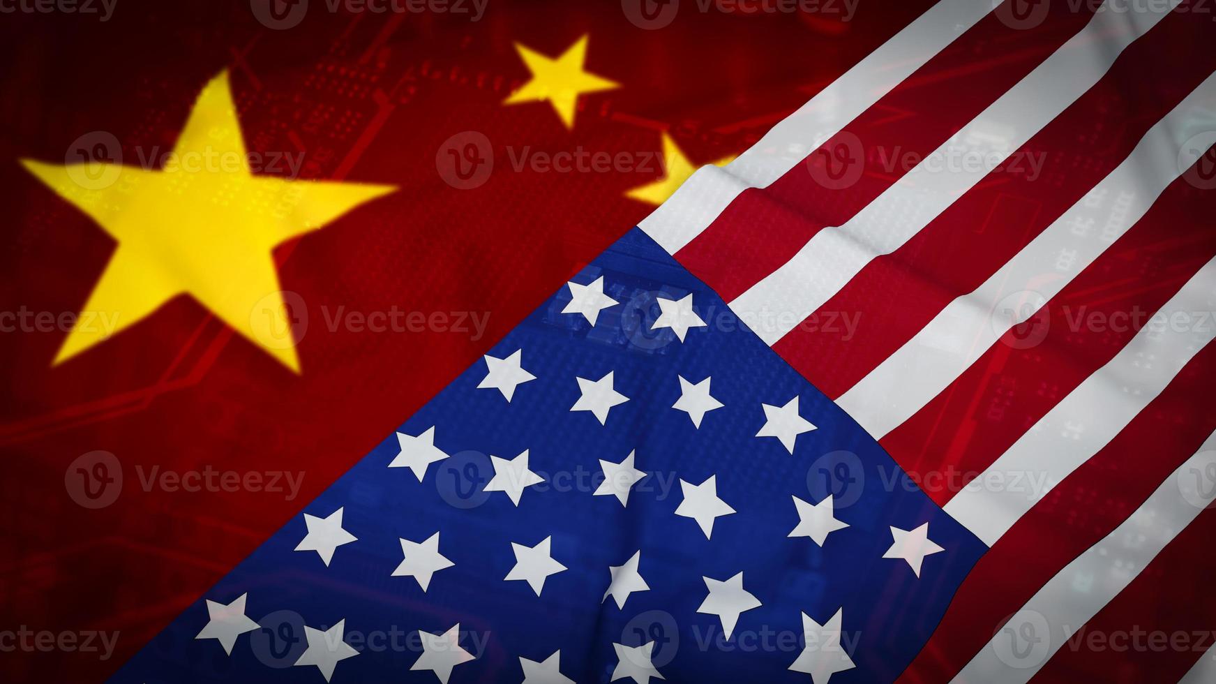 de Kina och USA flagga på pub styrelse bakgrund 3d tolkning foto