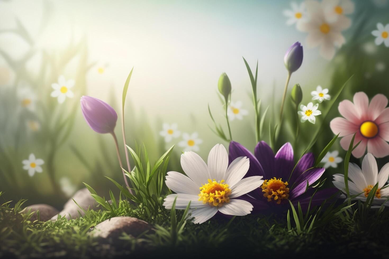 sommar bakgrund med blommor illustration ai generativ foto