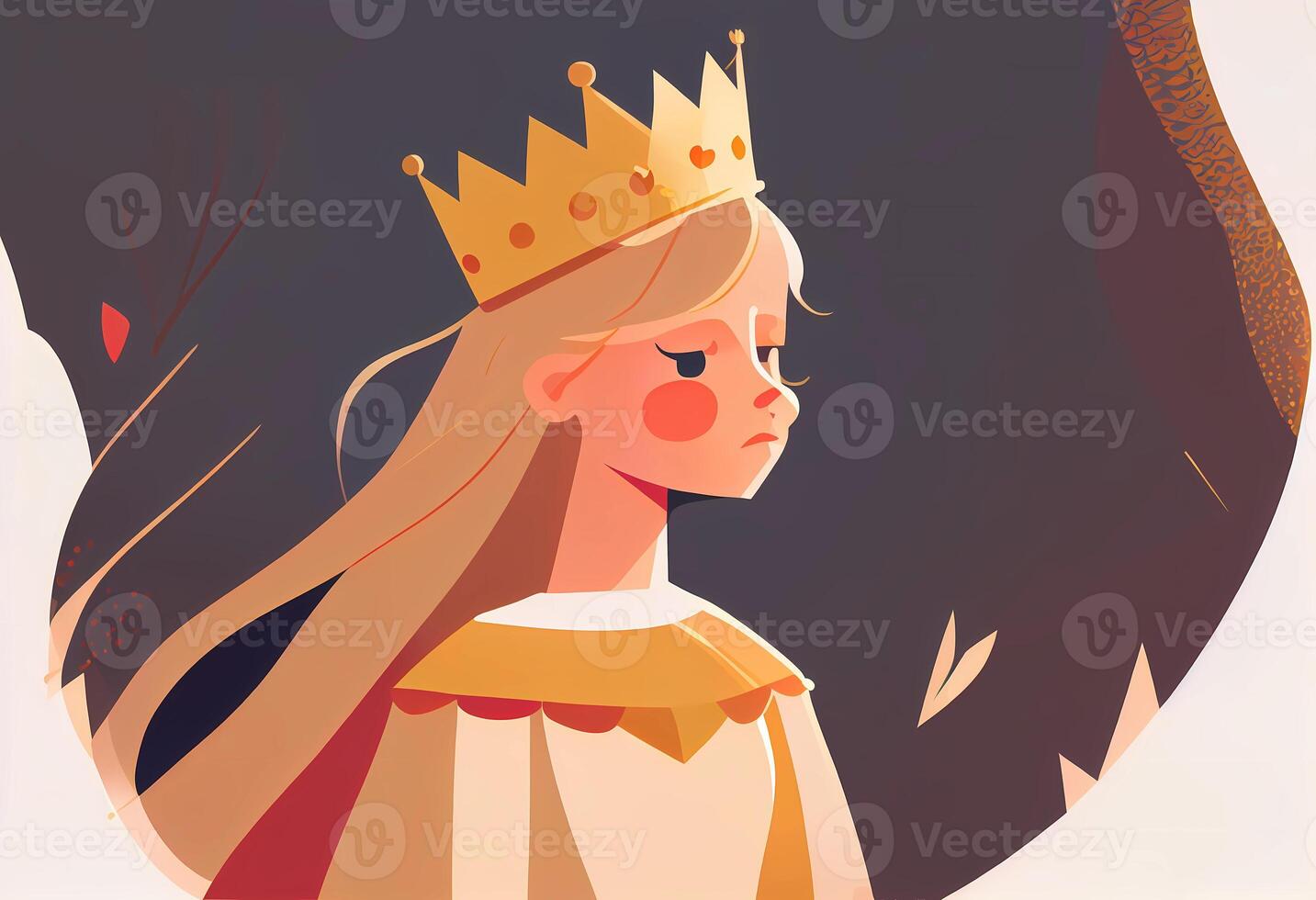 ung prinsessa i en gyllene krona. ai genererad foto