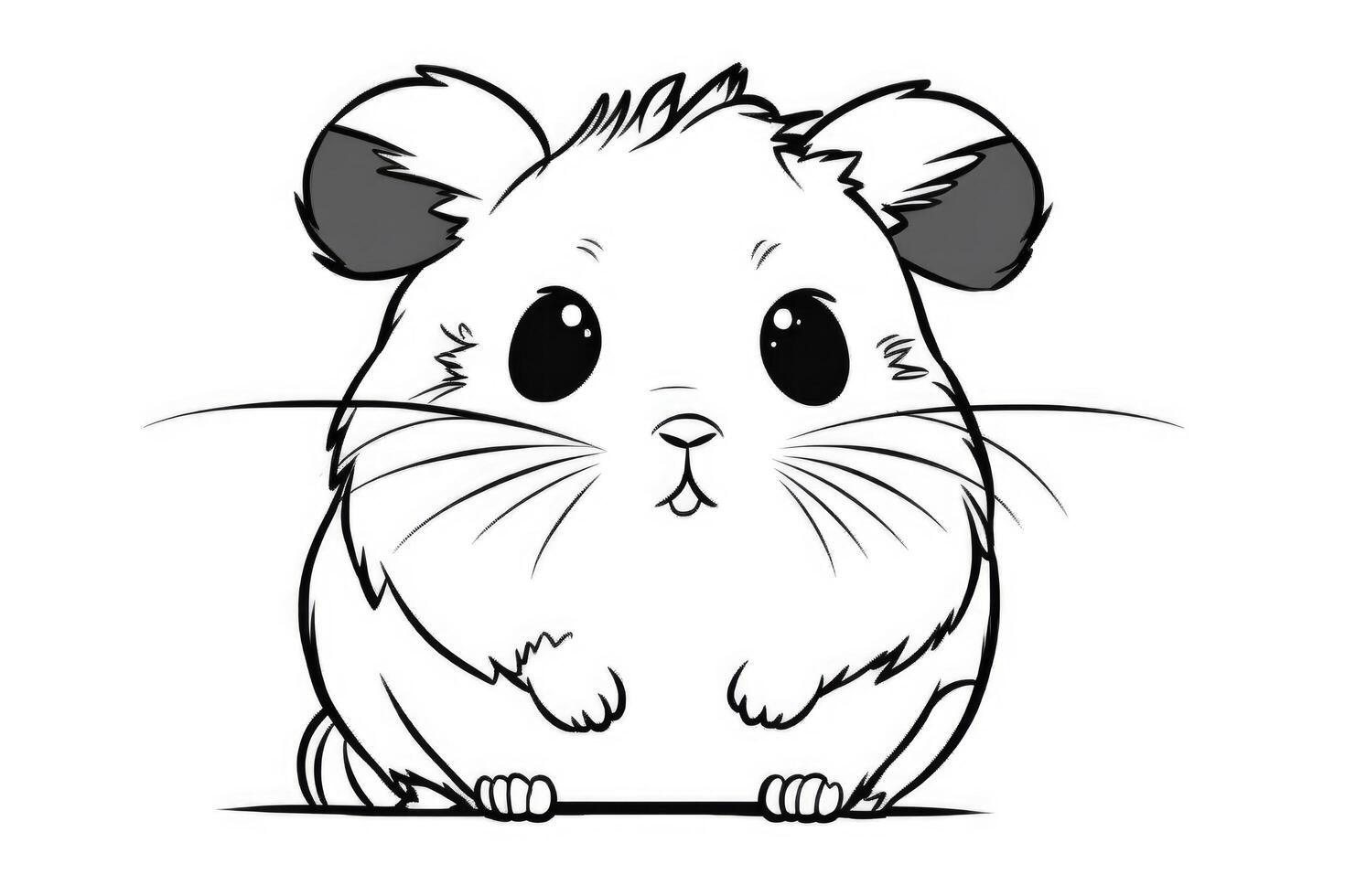 färg sida översikt av tecknad serie söt liten hamster. illustration färg bok för ungar. generativ ai foto