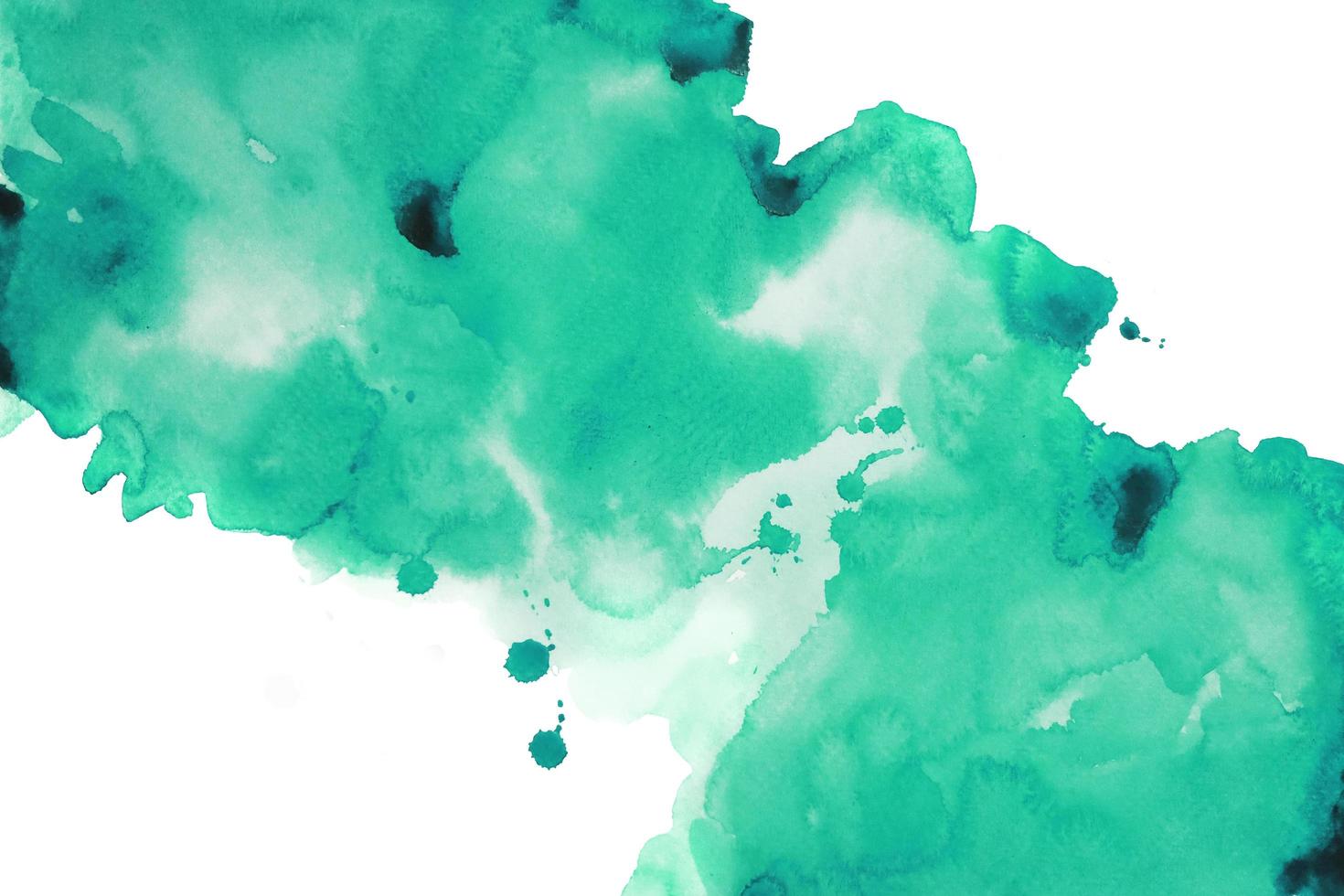 viridian grön vattenfärg hand målning och stänk abstrakt textur på vit papper bakgrund foto