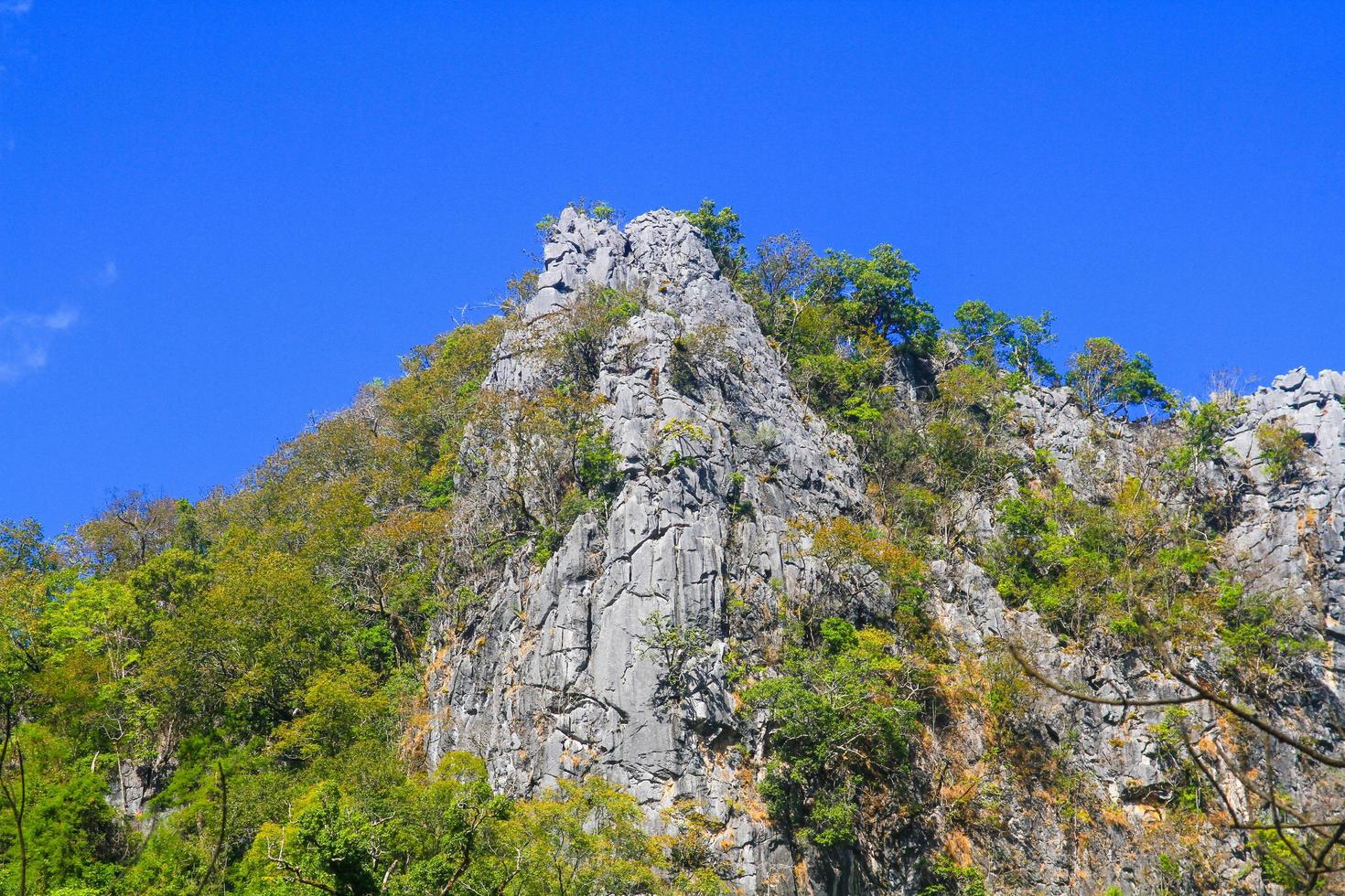 skön landskap av klippig kalksten berg och grön skog med blu himmel på chiang doa nationell parkera i Chiang Mai, thailand foto