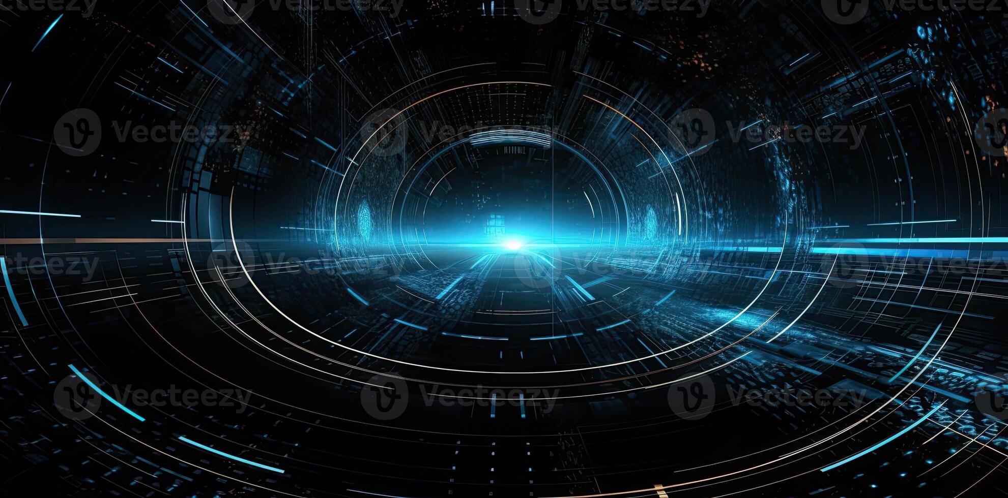 modern teknologi cirkel bakgrund eller abstrakt bild, plan, kretsar, ljus Marin och himmelsblå, illustration generativ ai foto