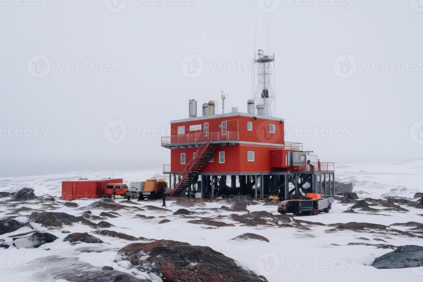 bild av antarctica vetenskap station generativ ai foto