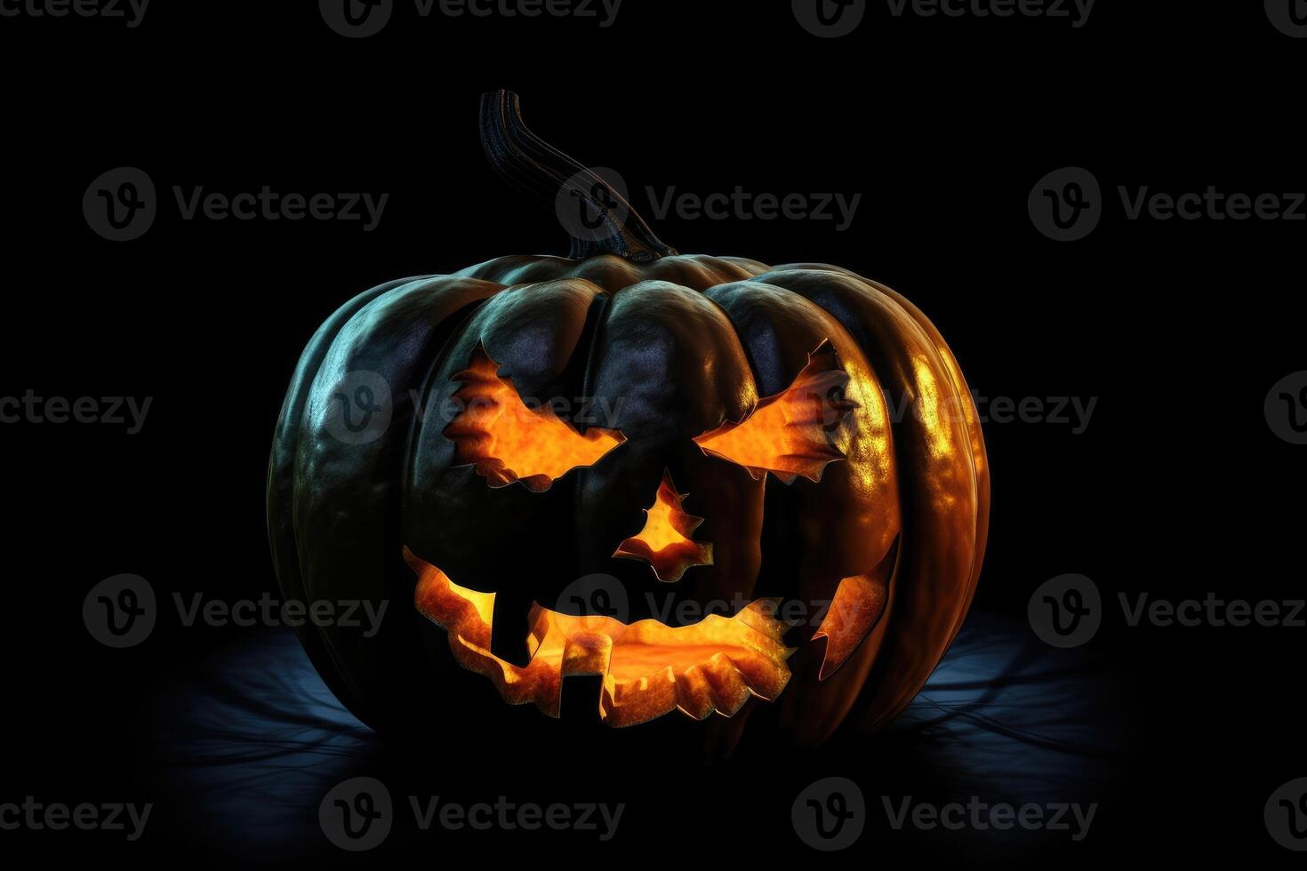 en läskigt halloween pumpa bakgrund skapas med generativ ai teknologi. foto