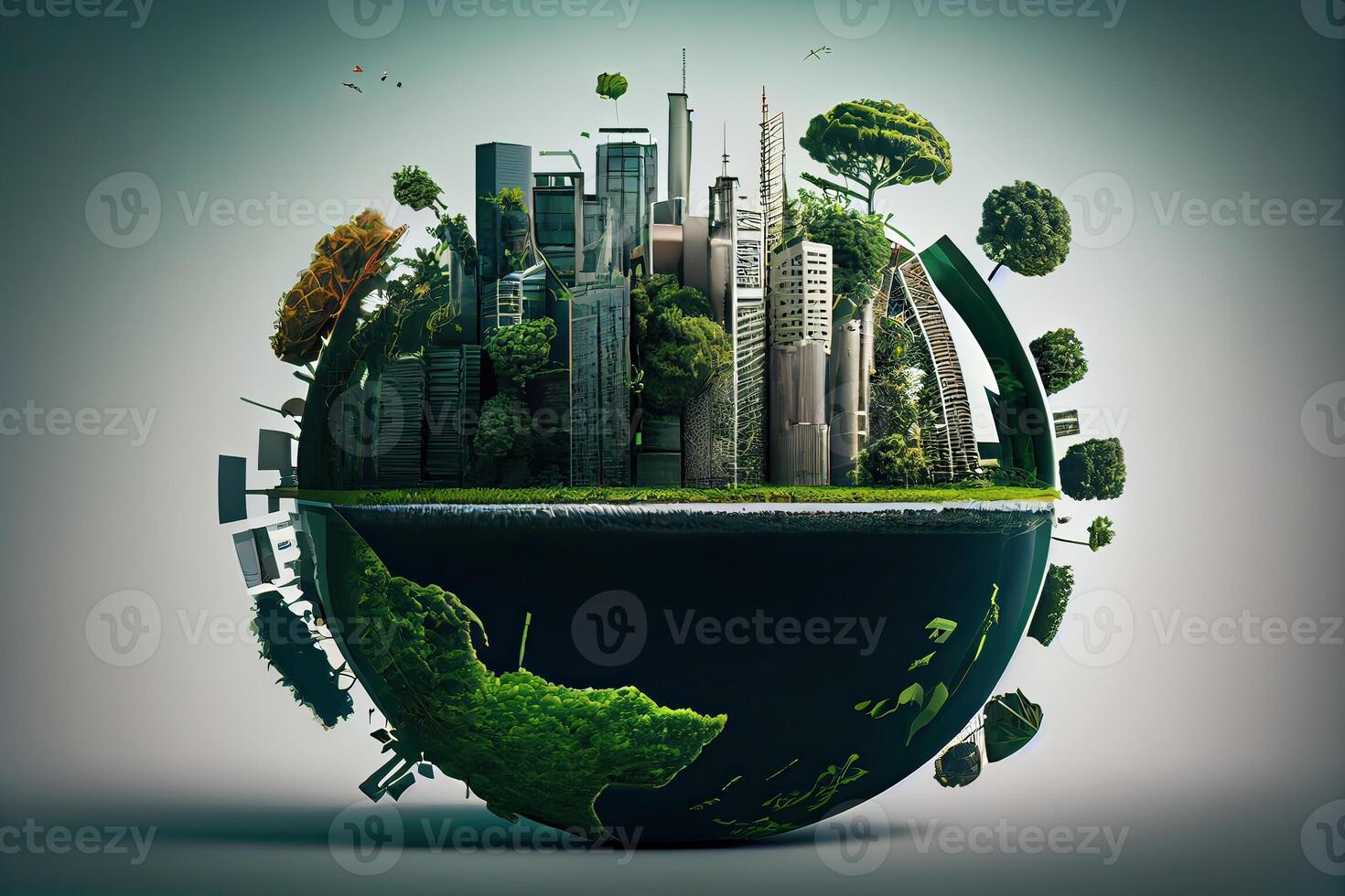 innovativ grön teknologier, smart system och återvinning för miljö- hållbarhet. generativ ai foto