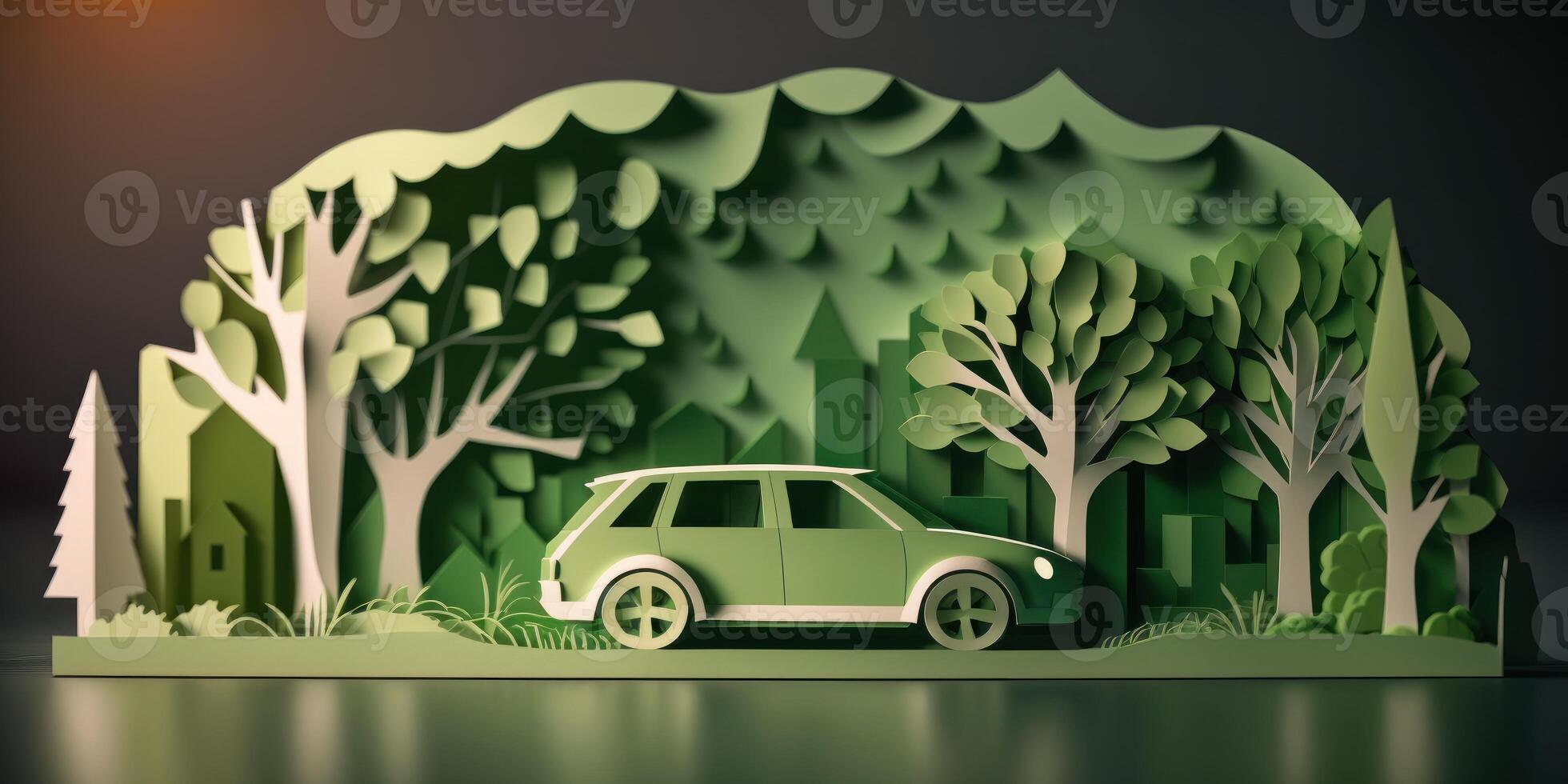 eco vänlig bil bakgrund, förnybar och hållbar energi begrepp. generativ ai foto