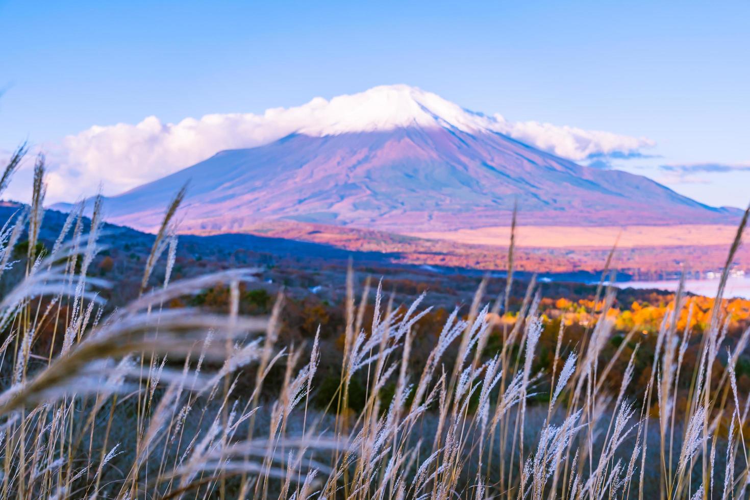 vacker mt. fuji vid sjön yamanaka, japan foto