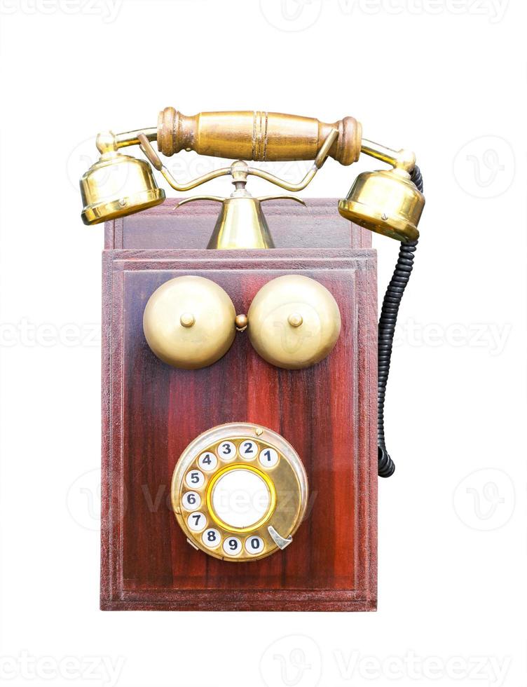 antik trä- telefon foto