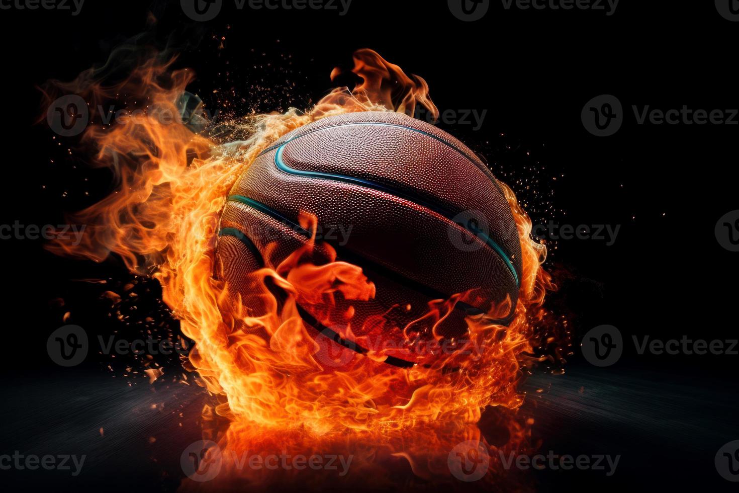 basketboll boll i brand. generera ai foto