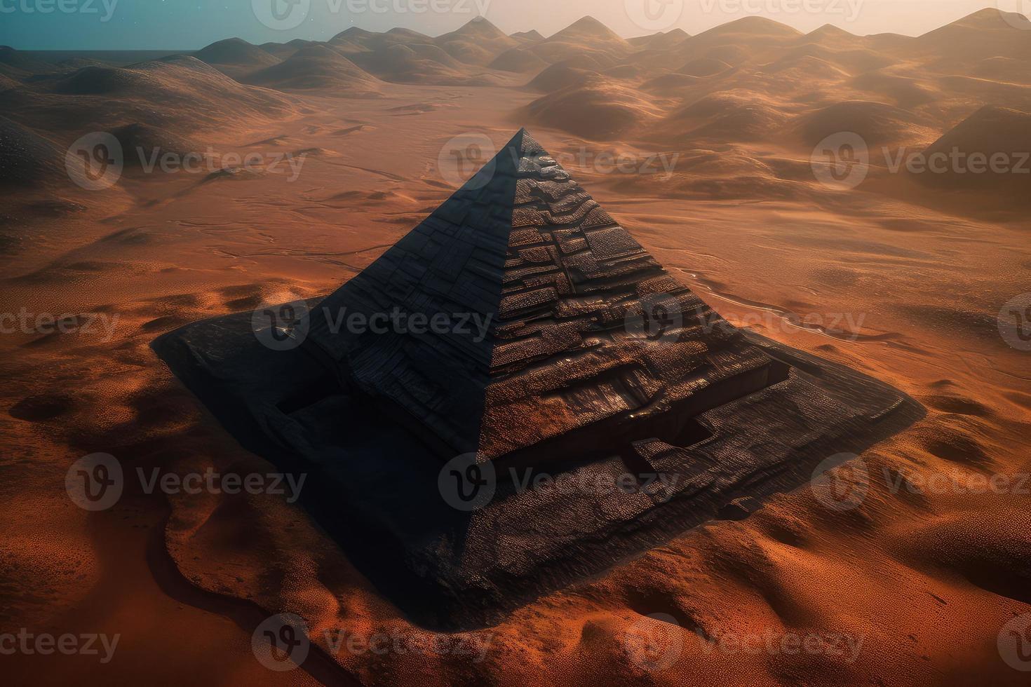 utomjording fördärvar pyramid. generera ai foto