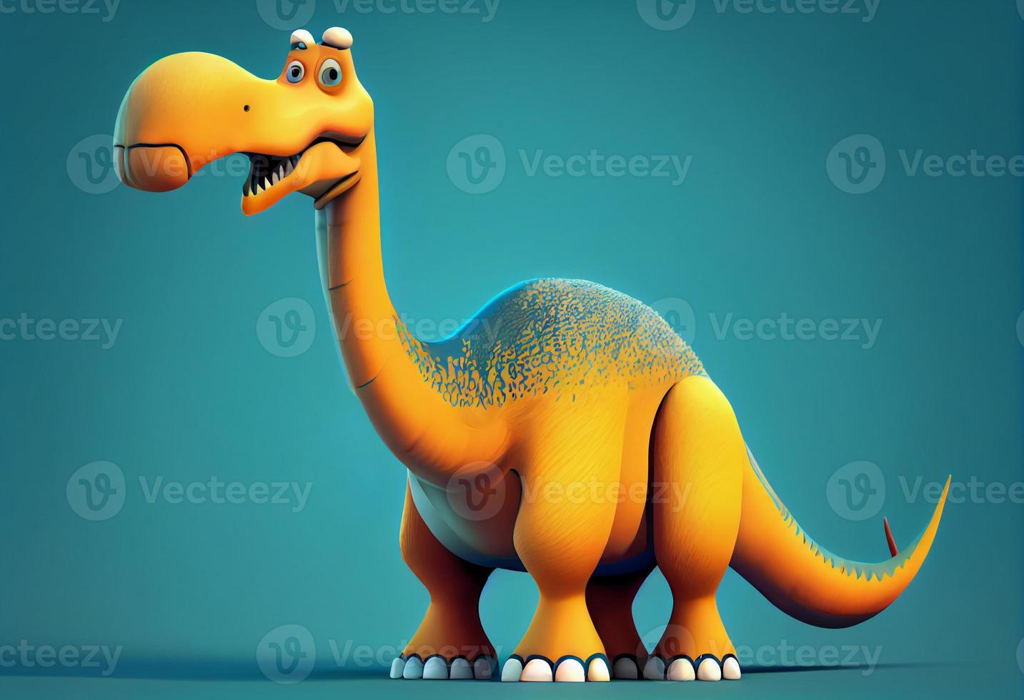 dinosaurier tecknad serie karaktär. brachiosaurus. generera ai. foto