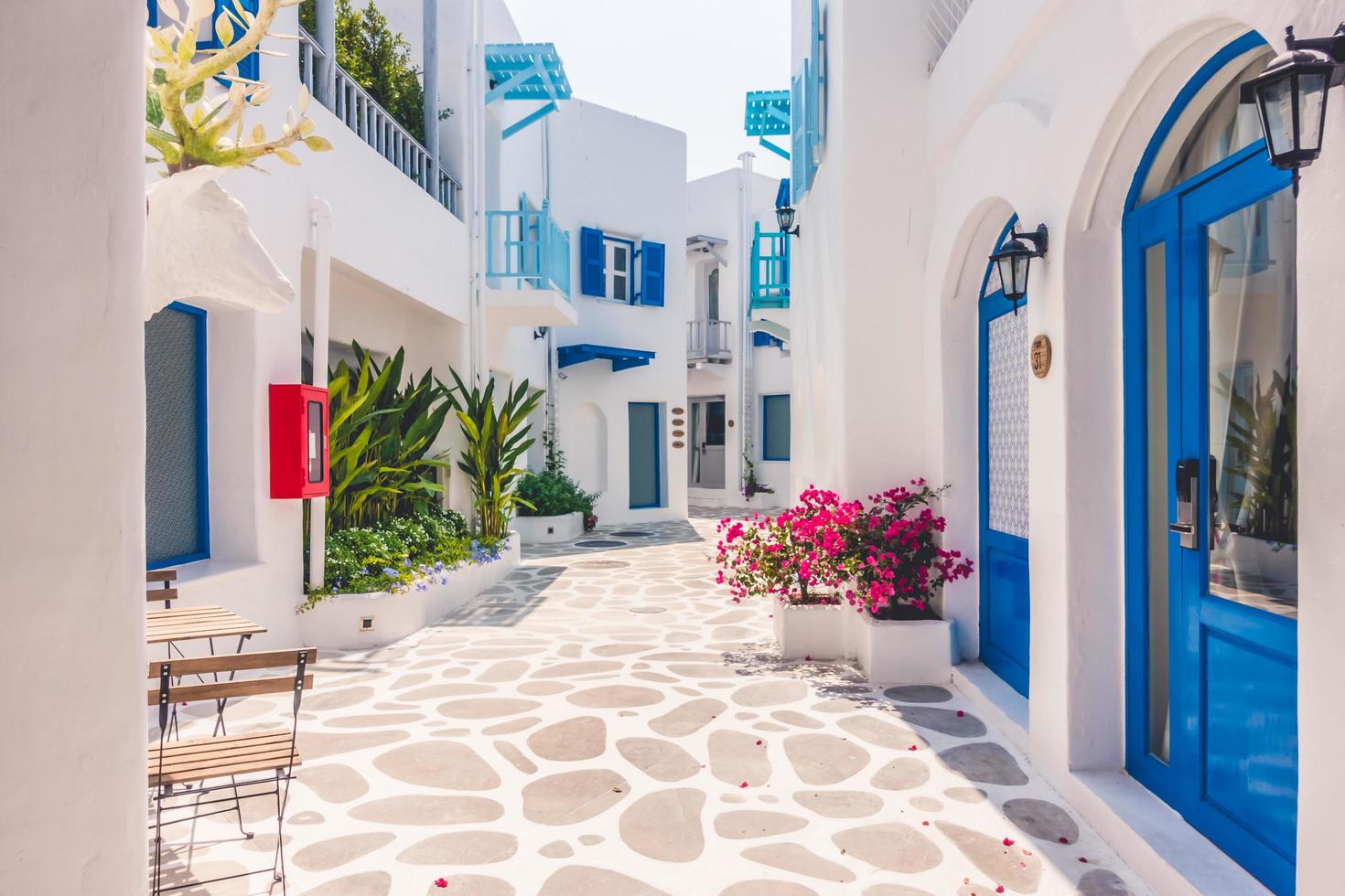 traditionella hus på Santorini, Grekland foto