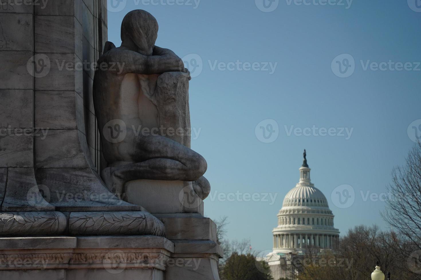 Washington dc capitol detalj se från union station foto