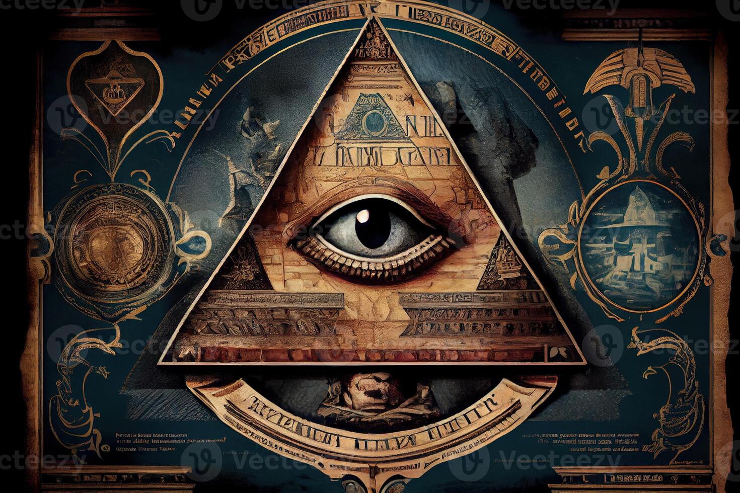 generativ ai illustration av historia och hemligheter av illuminati begrepp foto