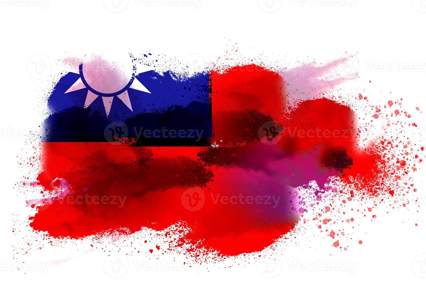 taiwan vattenfärg målad flagga foto
