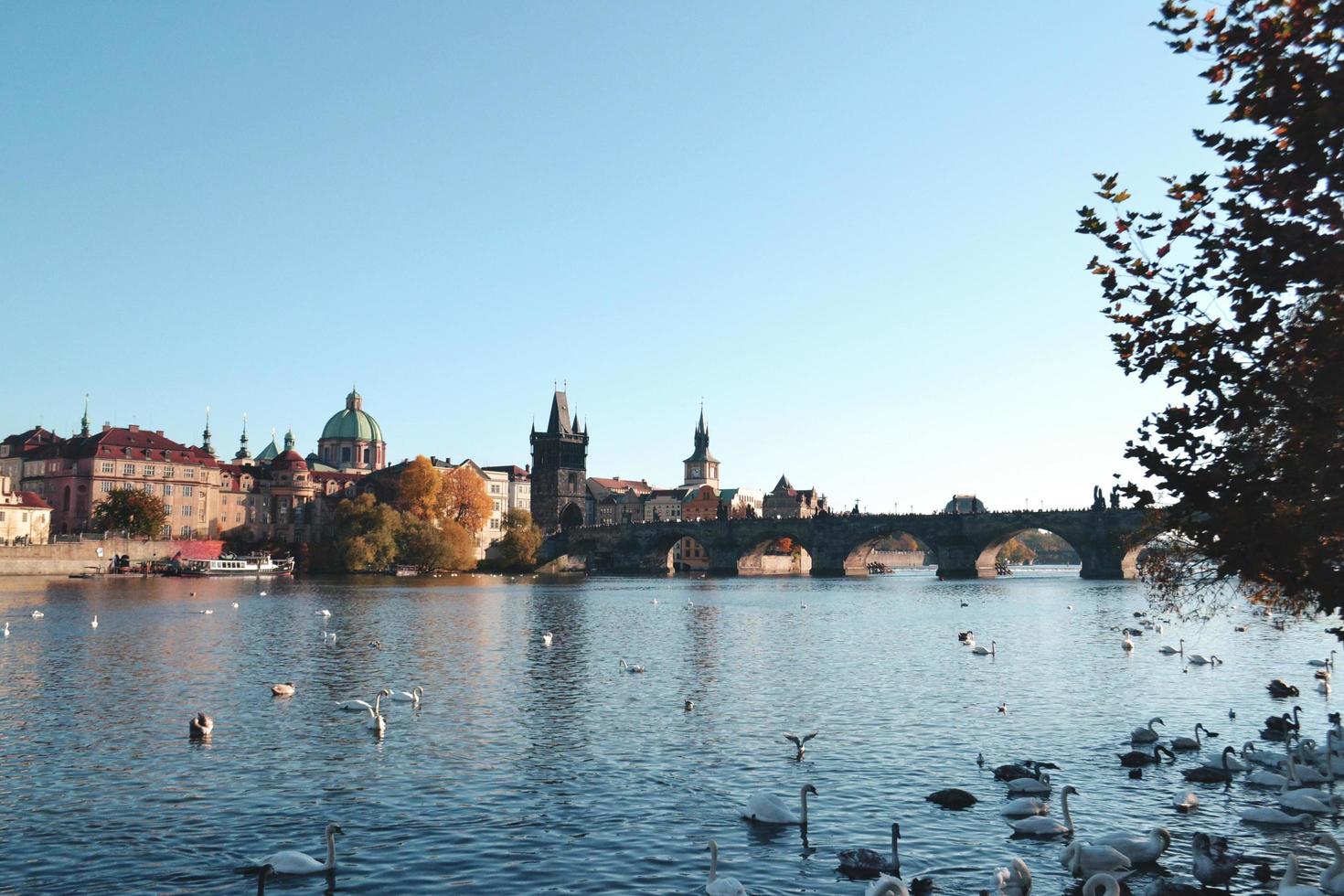 scenisk utsikt över charles bridge i prag foto