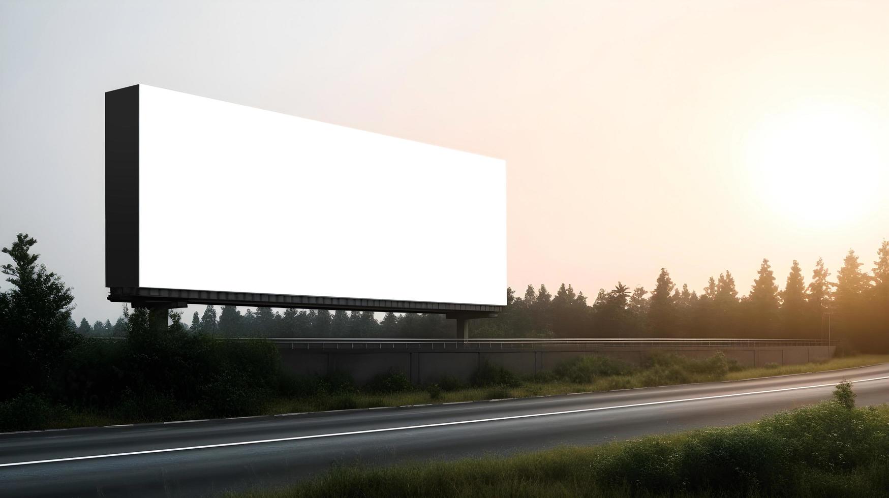 tom anslagstavla på de motorväg vid vägkanten, utomhus- annons anslagstavla attrapp på motorväg foto