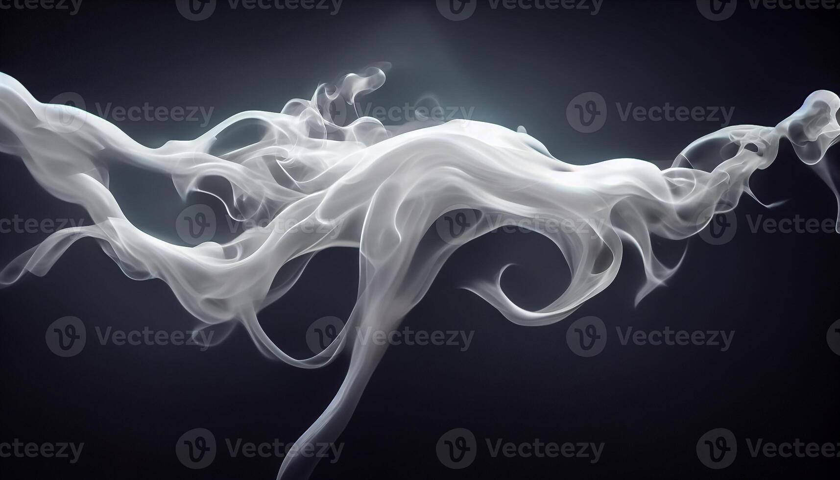 generativ ai illustration av vit kurva dimma, rök, moln, brand och mörk bakgrund med strålkastare. abstrakt illustration konst. mönster textur, använda sig av för annons, affisch och mall, business.digital konst foto