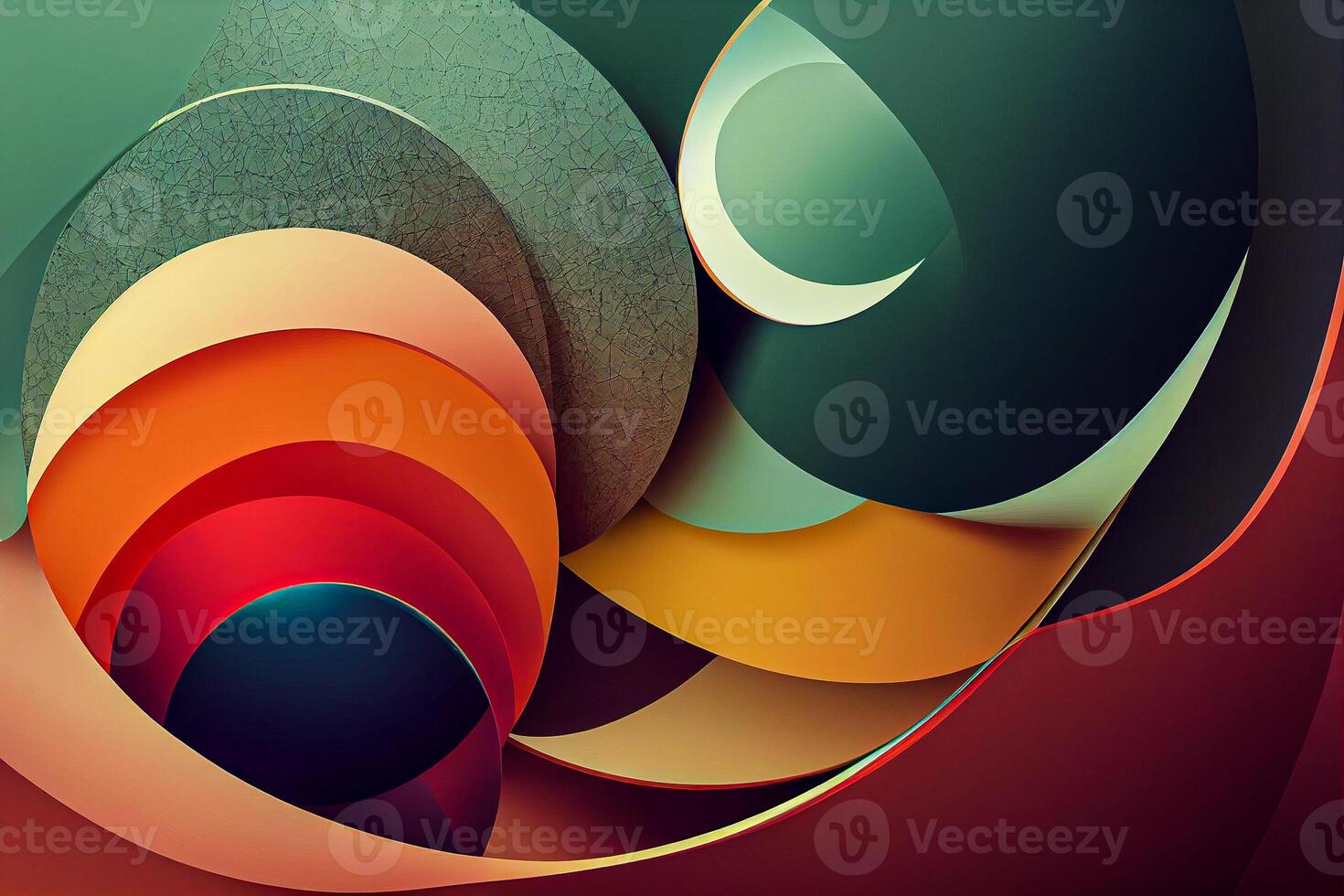 generativ ai illustration av färgrik abstrakt panorama tapet bakgrund med runda former och formulär. abstrakt organisk blommig tapet bakgrund illustration foto