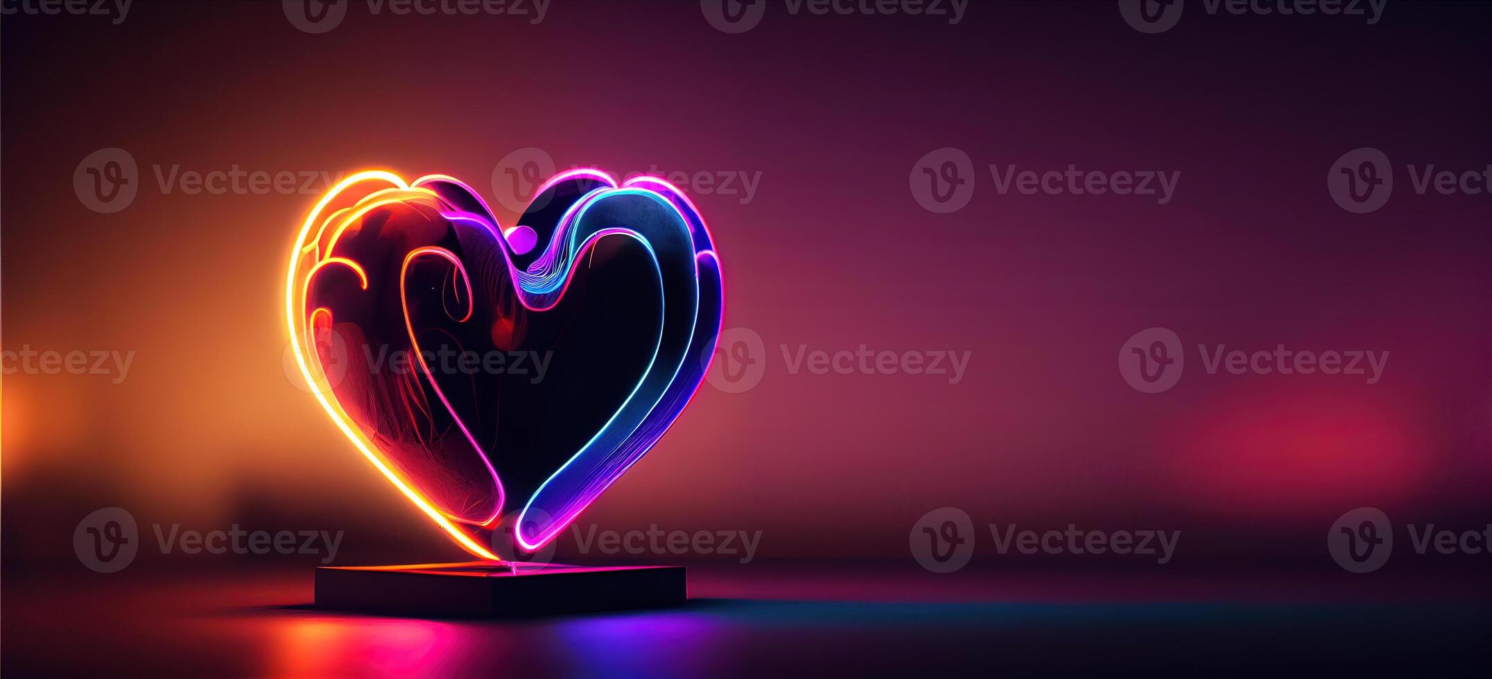 generativ ai illustration av kärlek hjärta neon ljus, dekor, ljus ljus, romantisk. kärlek och valentine dag begrepp. neuralt nätverk genererad konst. digitalt genererad bild. foto