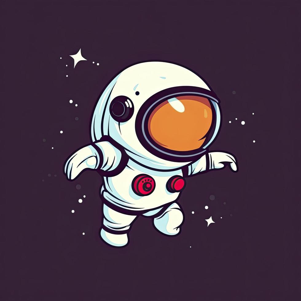 söt astronaut super flygande tecknad serie ikon illustration, generat ai foto