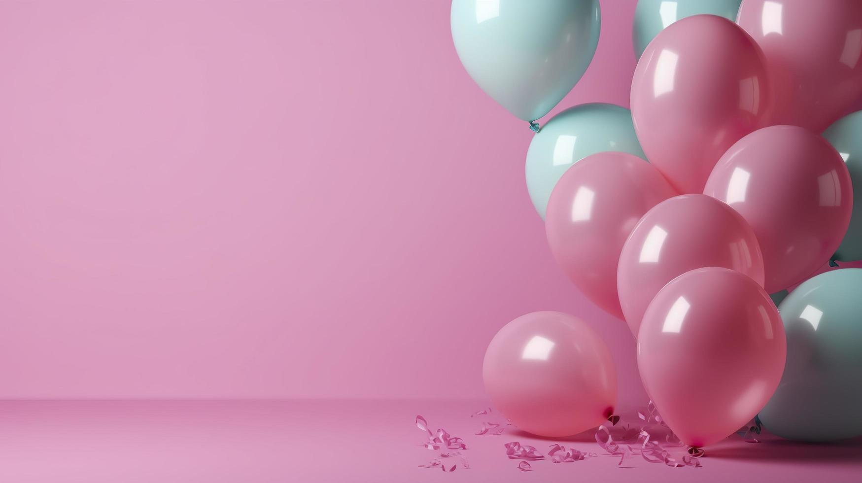 rosa ballonger med kopia Plats, generat ai foto