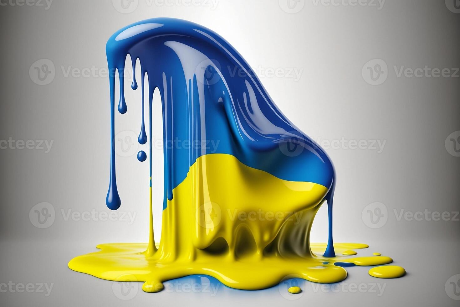 konstverk ukrainska flagga i akryl vätska. konst stil isolerat på vit bakgrund. ai genererad foto