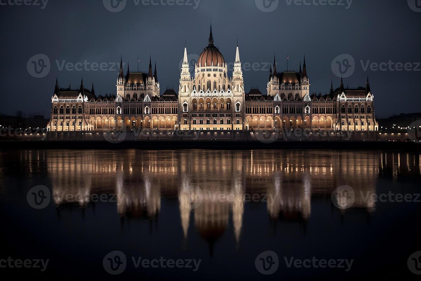 de hus av parlament på natt. ai genererad foto
