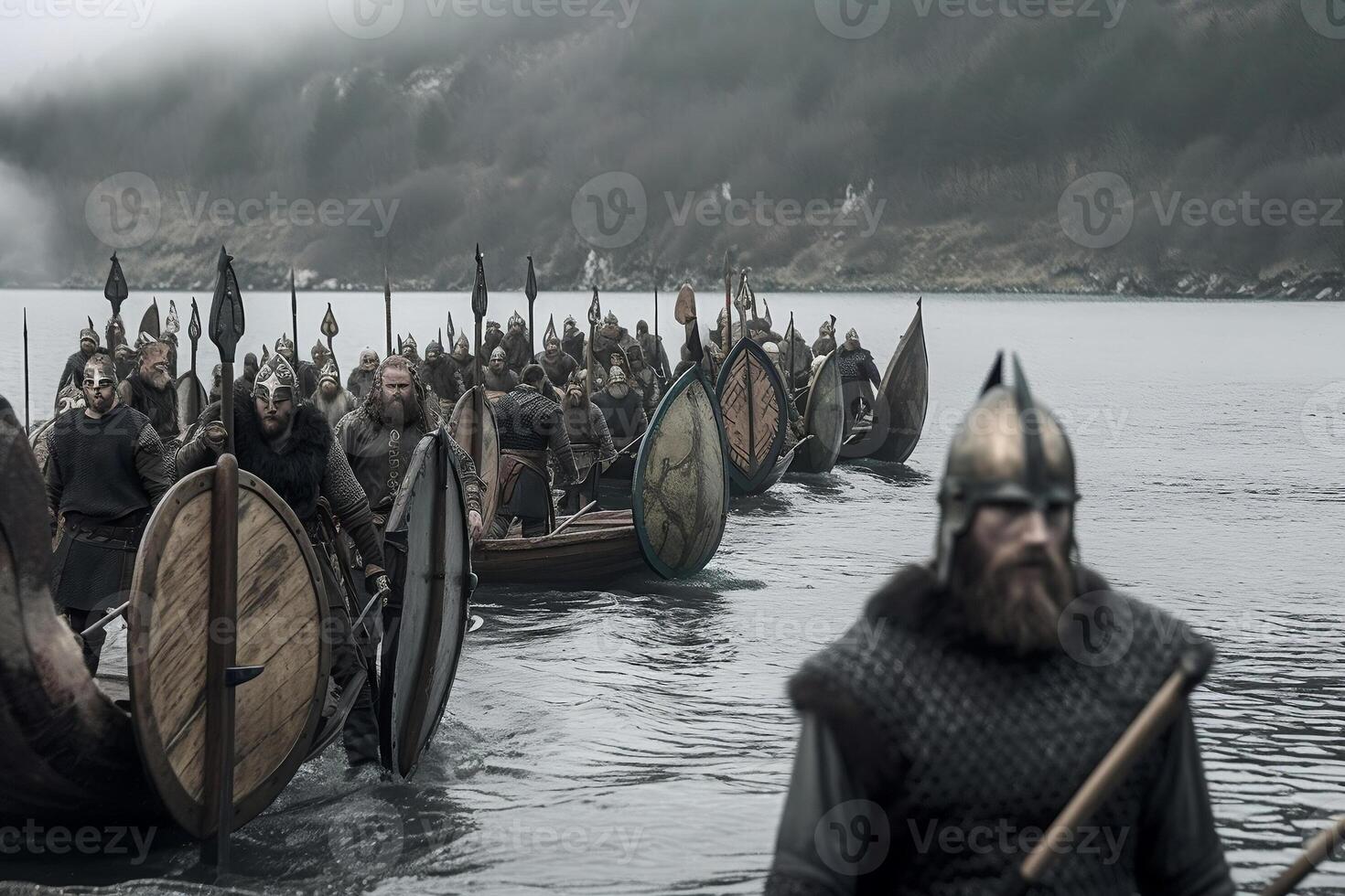 vikings är scandinavian krigare. ai genererad foto