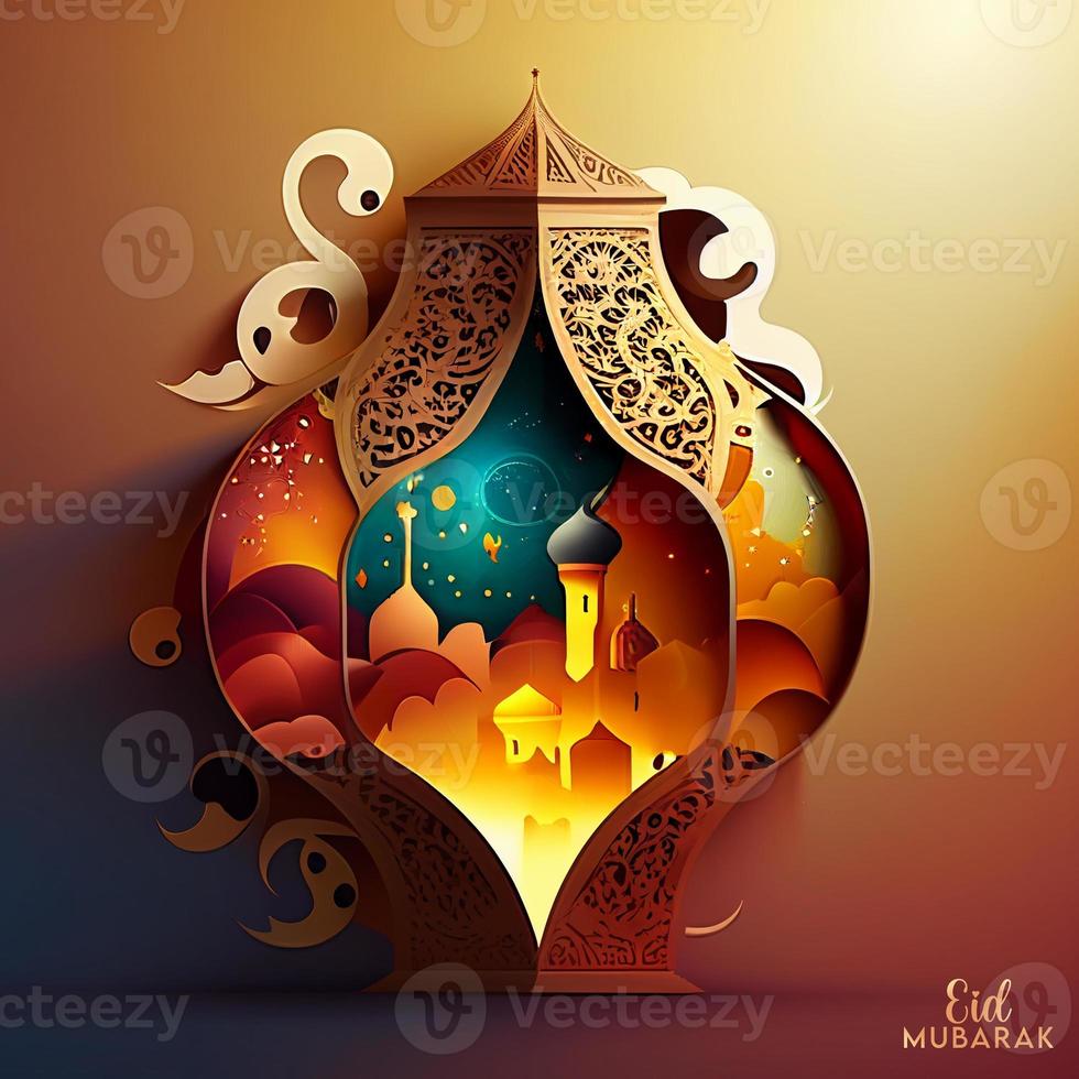 skön eid mubarak arabicum islamic bakgrund och baner design. foto