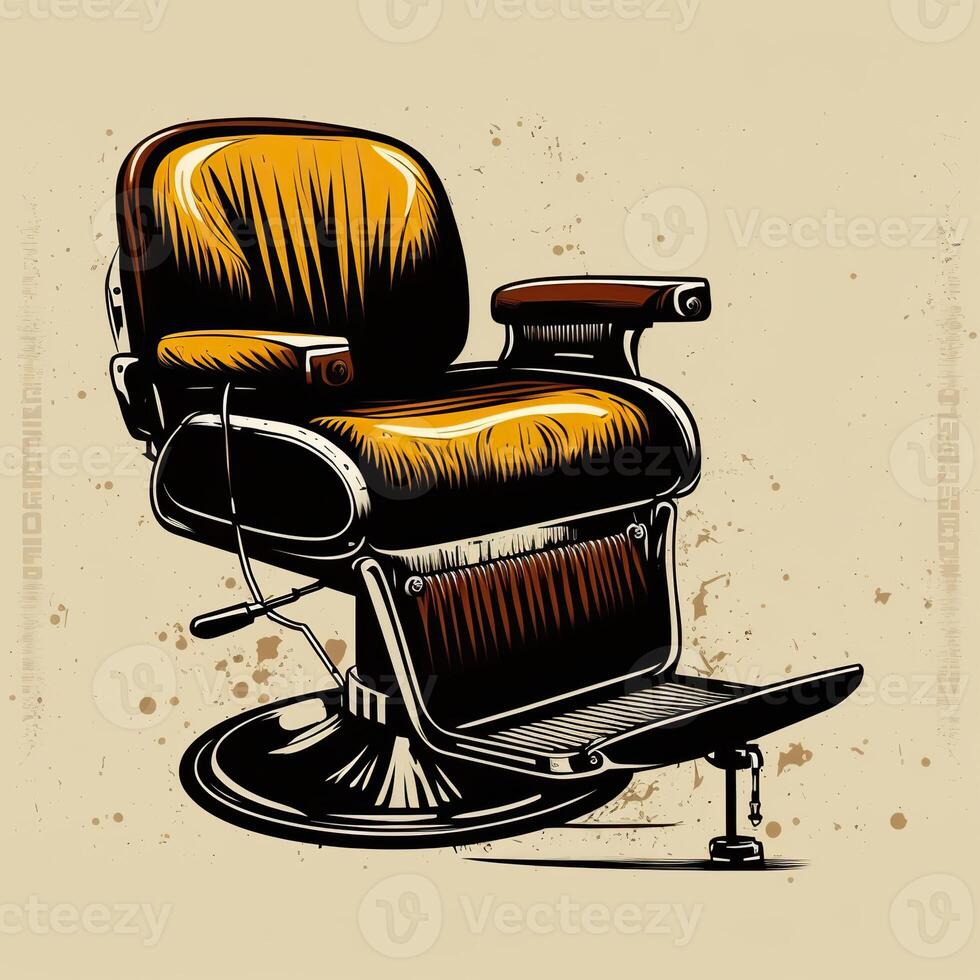 ai genererad. generativ ai. retro årgång frisör stol. kan vara Begagnade för affär dekoration. grafisk konst illustration. foto