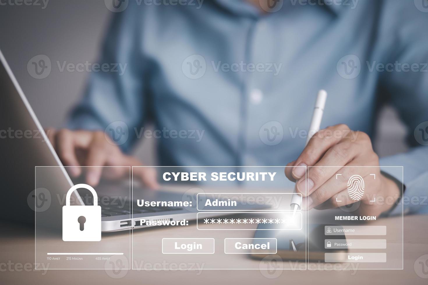 cyber säkerhet och säkerhet Lösenord logga in uppkopplad begrepp händer skriver och som förs in i Användarnamn och Lösenord av social media, logga i med smartphone till ett uppkopplad Bank konto, data skydd hacker foto