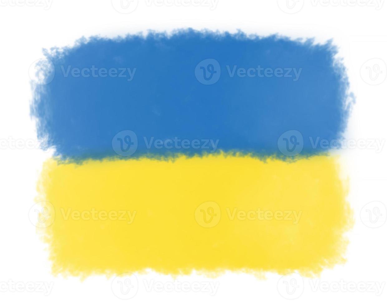 ukrainska flagga målad på vit bakgrund foto