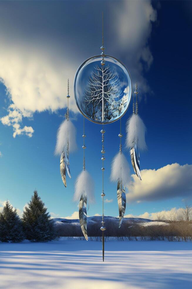 surrealism konst stil av skön snö och blå himmel. generativ ai. foto