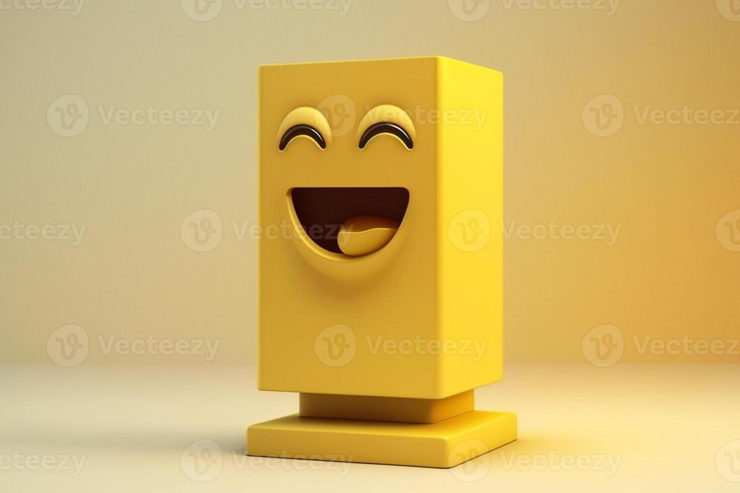 minimal gul podium med skratt leende 3d känsla ikon reaktion ansikte söt social media ai genererad foto