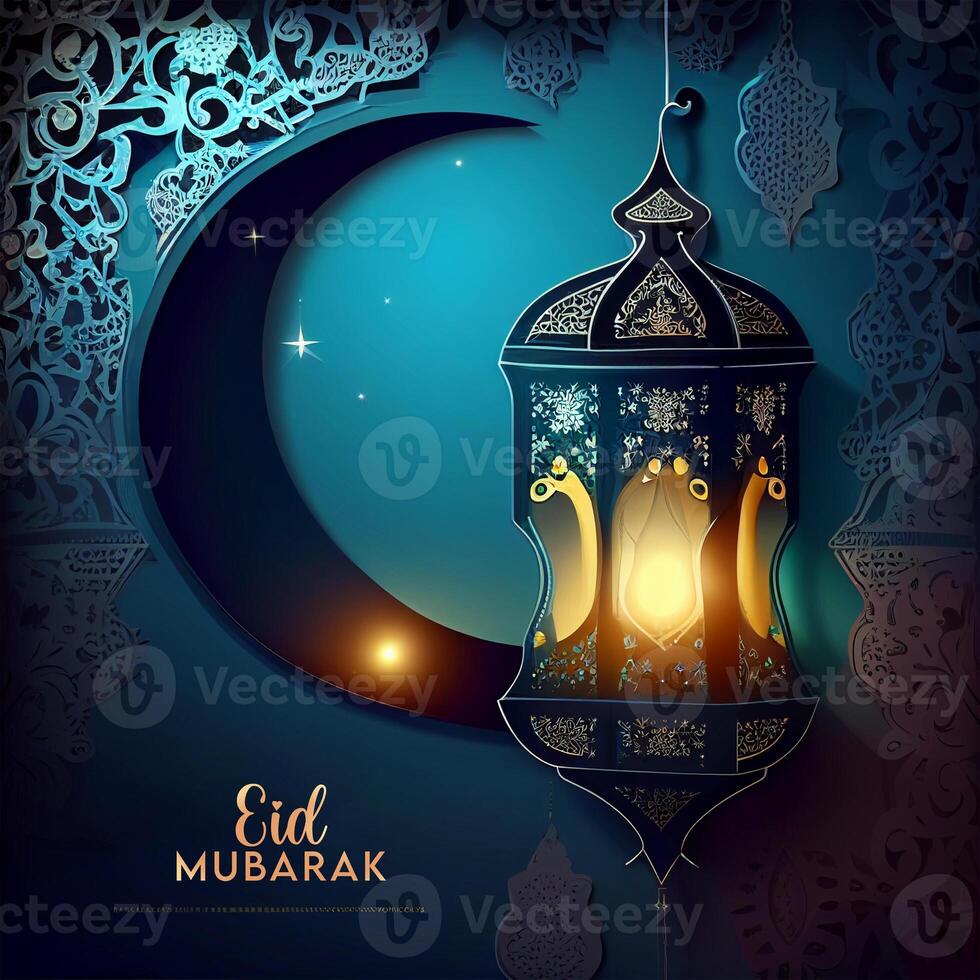 ai generativ skön eid mubarak arabicum islamic bakgrund och baner design. foto