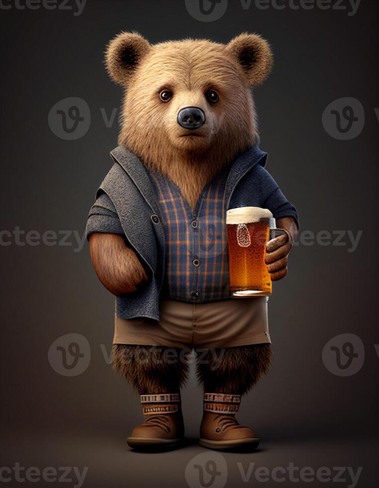 teddy Björn bär kläder realistisk illustration skapas med ai verktyg foto