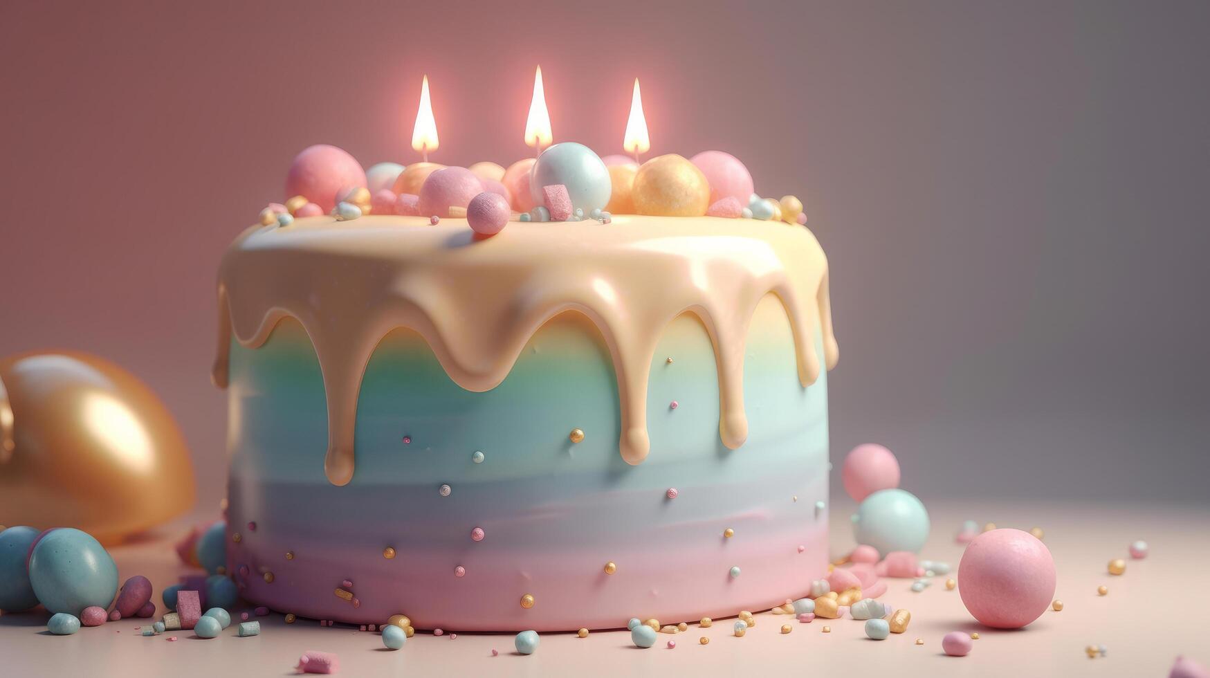 födelsedag bakgrund med kaka. illustration ai generativ foto