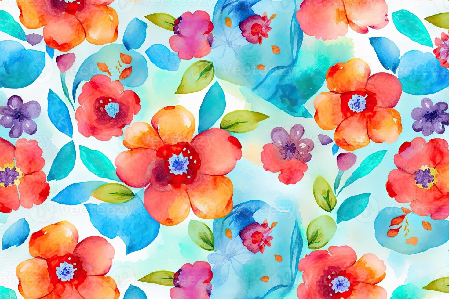generativ ai.blommig mönster med vildblommor, pastell vattenfärg illustration. foto
